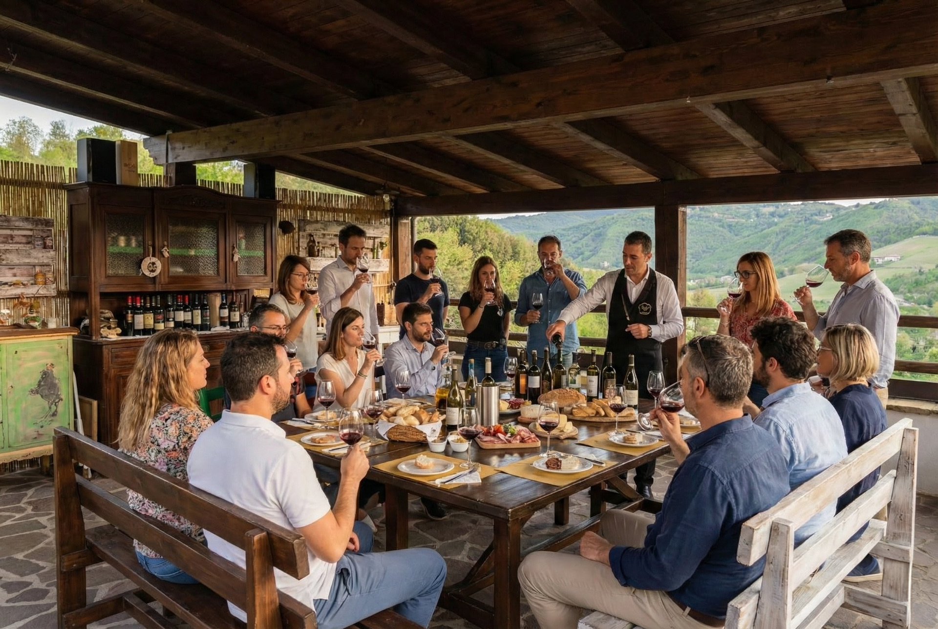 Degustazione aziendale in terrazza a Vesime